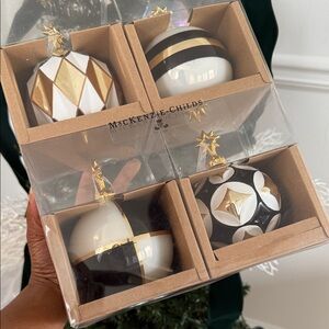 MacKenzie-Childs Black, White, and Gold Ornaments Set